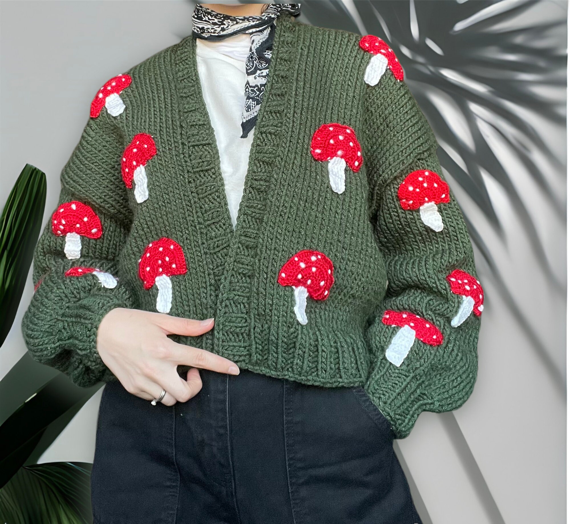 Mushroom Cardigan Mushroom Sweater Red Mushroom Embroidered - Etsy