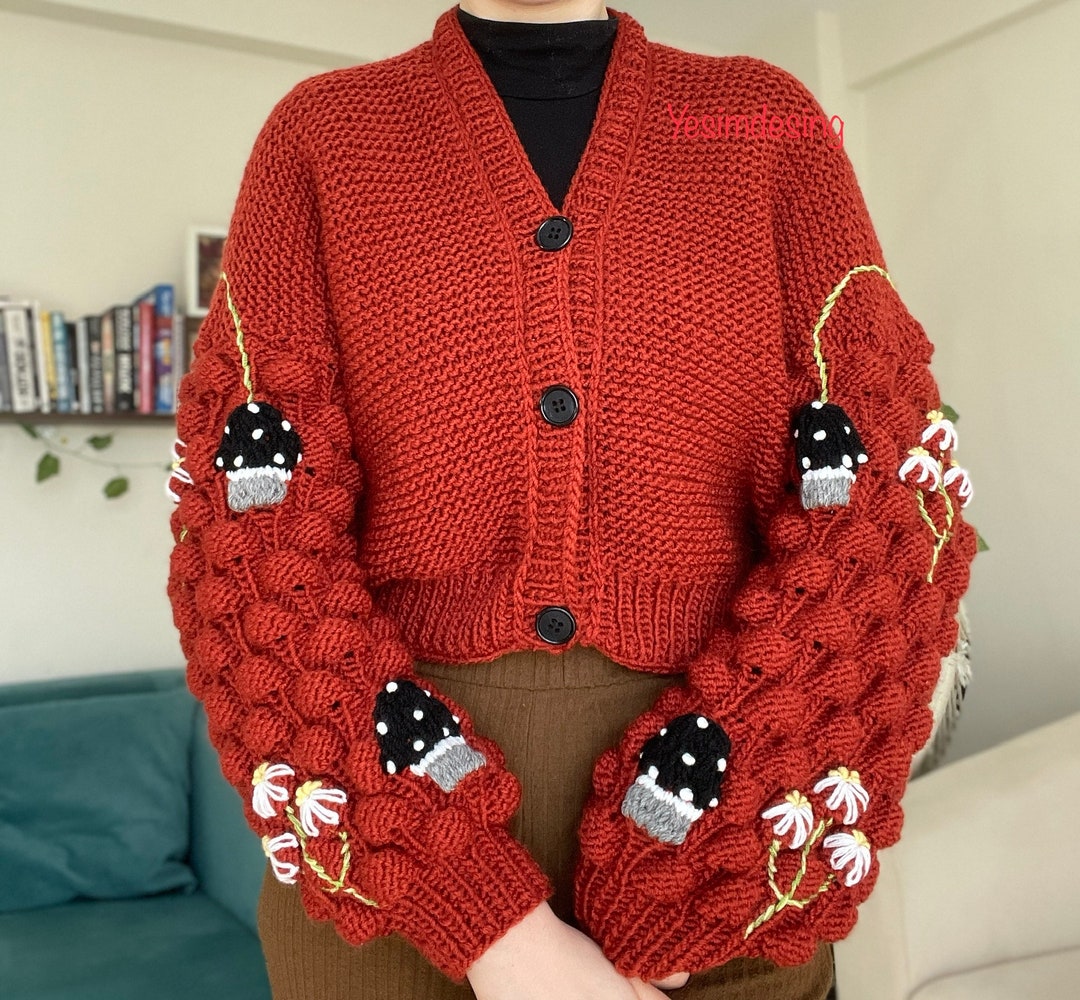 Law Zara Green Cardigan With Mushrooms ZARA Women's Mushroom