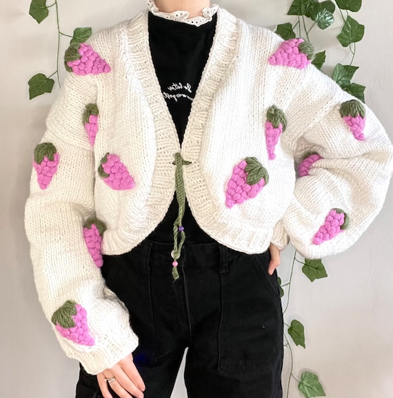 Handmade Grape Cardigan: Oversized Knit Sweater - Etsy