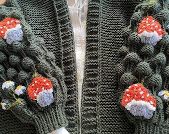 zara green cardigan mushroom