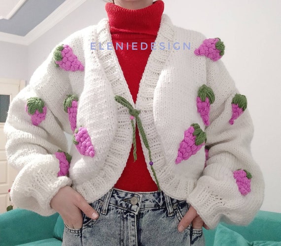 Handmade Grape Cardigan: Oversized Knit Sweater - Etsy