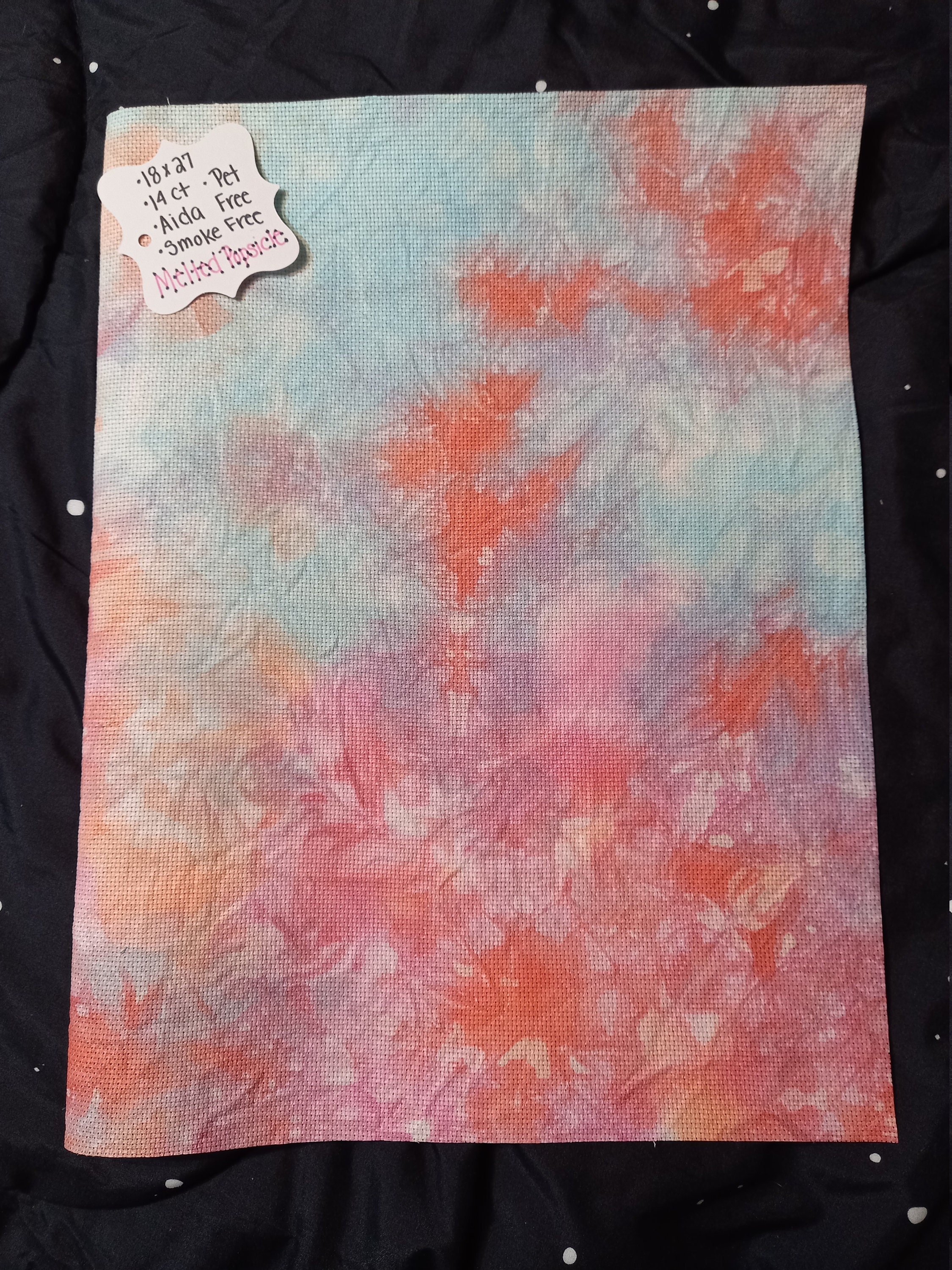 Hand Dyed Cross Stitch Fabric Fuchsia Aquamarine and Etsy UK