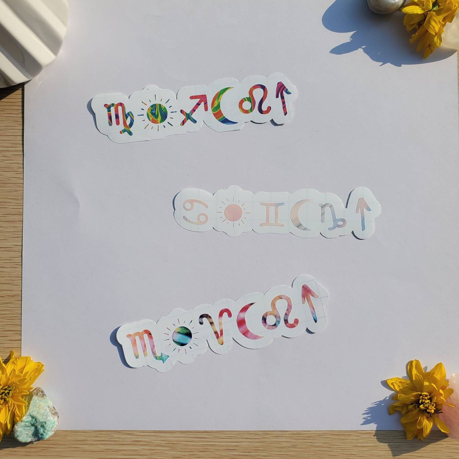 Custom Zodiac Sign, Big 3 Astrology, Tiedye, Pastel Zodiac Decal, Tie