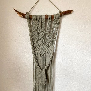 Asymmetrical Sage Macrame Wall Hanging