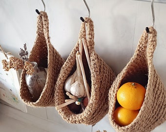 Crochet basket/ Hanging fruit basket/ Fruits basket/ Hanging planter