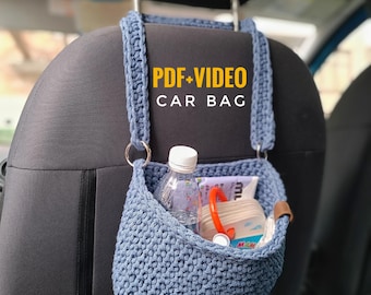 MODELLO ALL'UNCINETTO graziosi accessori per auto, Pattumiera, Cestino per auto all'uncinetto, Pattumiera per auto