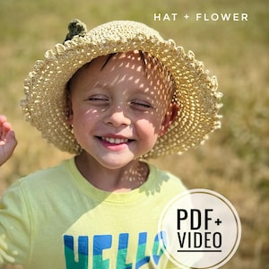 Crochet Summer Bucket Hat Pattern with Flower – Bucket Hat Tutorial + Video (PDF)