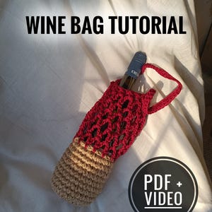Crochet pattern wine bottle holder, Wine bottle bag, Step by step tutorial, PDF + VIDEO