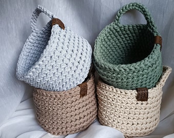 Crochet basket, Hanging basket, Crochet hanging basket, Wall hanging basket