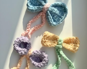 3-in-1 Crochet Bow Pattern | Christmas Ornament, Easy & Modern Bows for Clips, Keychainsю, Hair Accessory