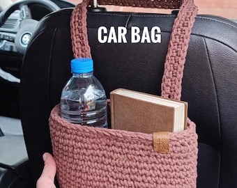 Boho cute car accessories, trash can, crochet car basket, car garbage can