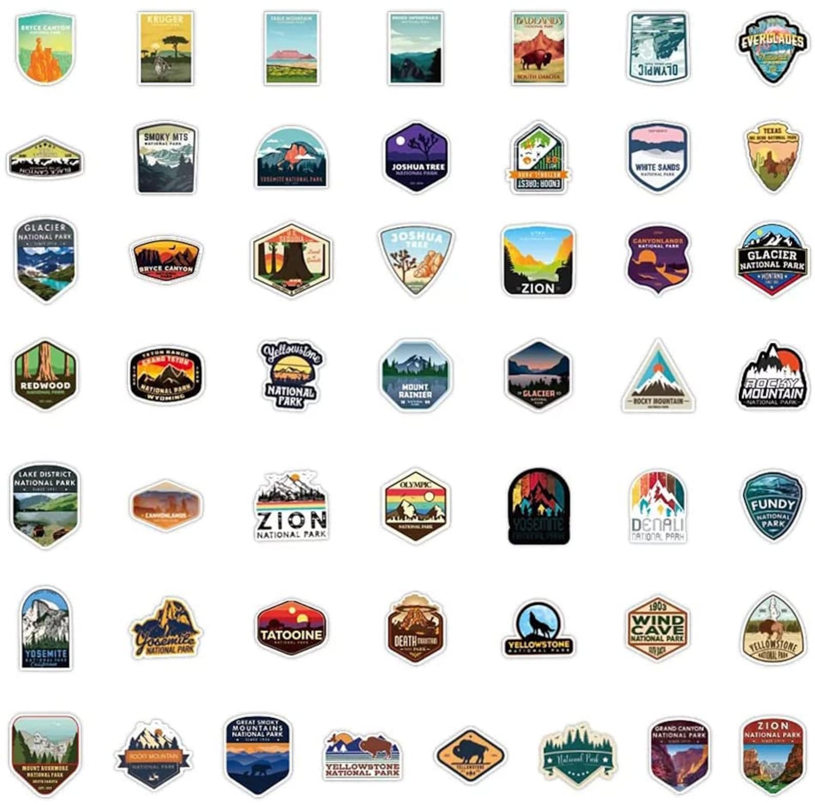 100-300pcs National Park Hiking Camping Traveling Stickers Pack ...