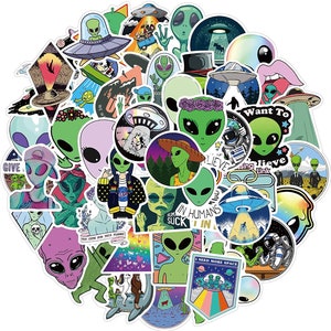 50 pièces Alien autocollants drôle décalcomanie pour ordinateur portable bureau Table réfrigérateur mur maison chambre autocollant décorer vinyle étanche