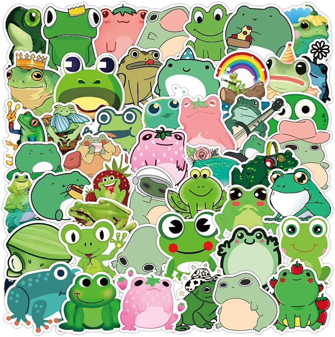 50PCS Cute Funny Frog Stickers Green Sticker Decorative Laptop Decals ...