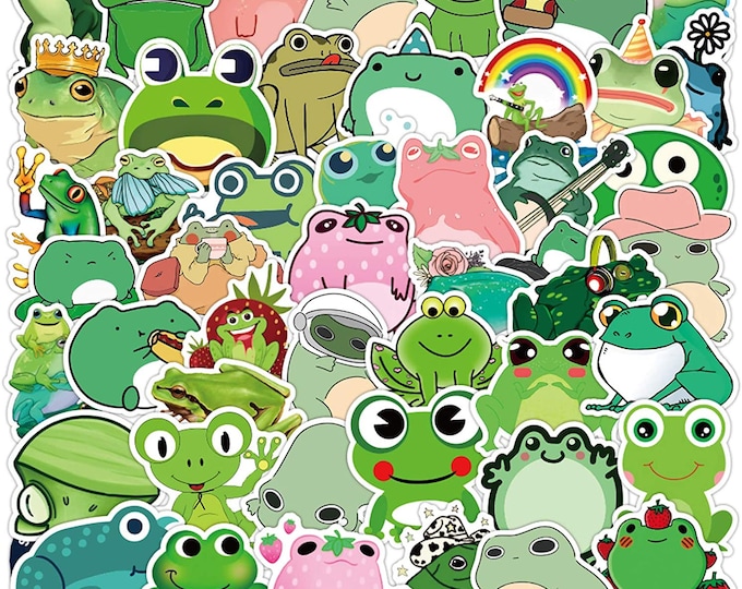 50PCS Cute Funny Frog Stickers Green Sticker Decorative Laptop Decals ...