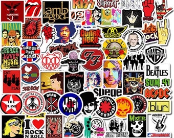 Rock Band Stickers Lot Punk Music Logo Heavy Metal Laptop Car Bumper Stick Viny 