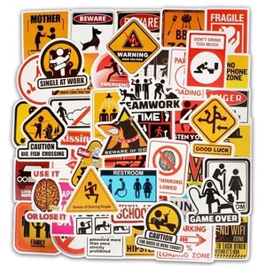 50 stks Parodie Kennisgeving Signaal Teken Constructie Stickers pack Decoratie Wall Art Home Decor Laptop Decals