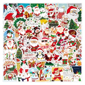 100PCS Santa Claus, Holiday, Christmas X-mas Stickers Decorative Gift Box, Home Room Art Decals, Diary Notebook Scrapbooking Laptop Decals..