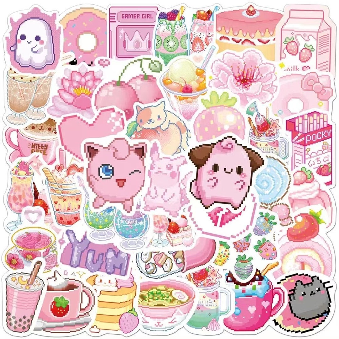 50pcs Kawaii Pink Cute Stickers for Decorative Stickers Pack Laptop ...