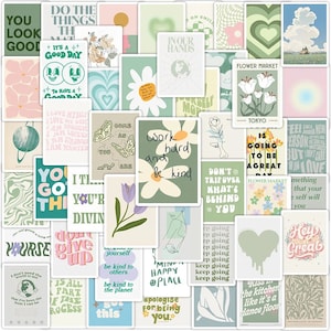 50pcs Ins Style VSCO frais propre Motivation vert autocollants pour bagages Notebok maison décoration murale ordinateur portable décoratif carte postale autocollants