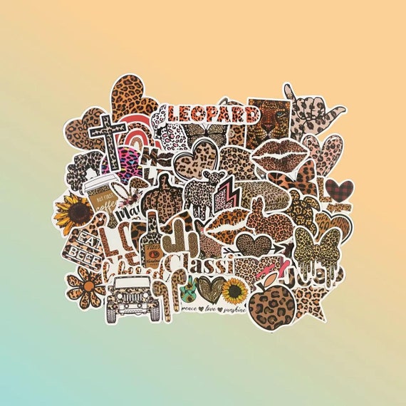 50pcs leopard print stickers trendy vsco women stickers etsy