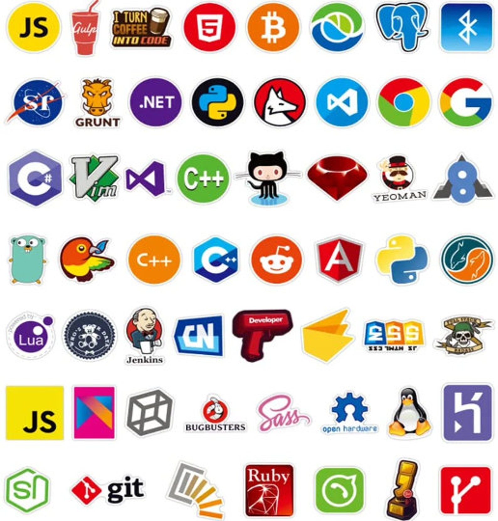 50/100pcs Coding Programming Stickers Developers Coders - Etsy