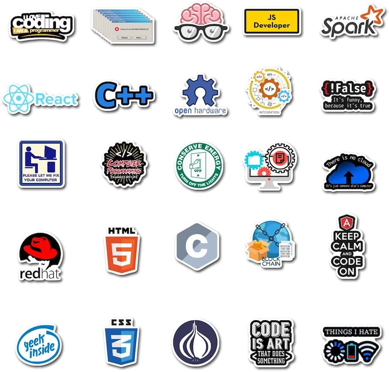 50/100pcs Coding Programming Stickers Developers Coders - Etsy