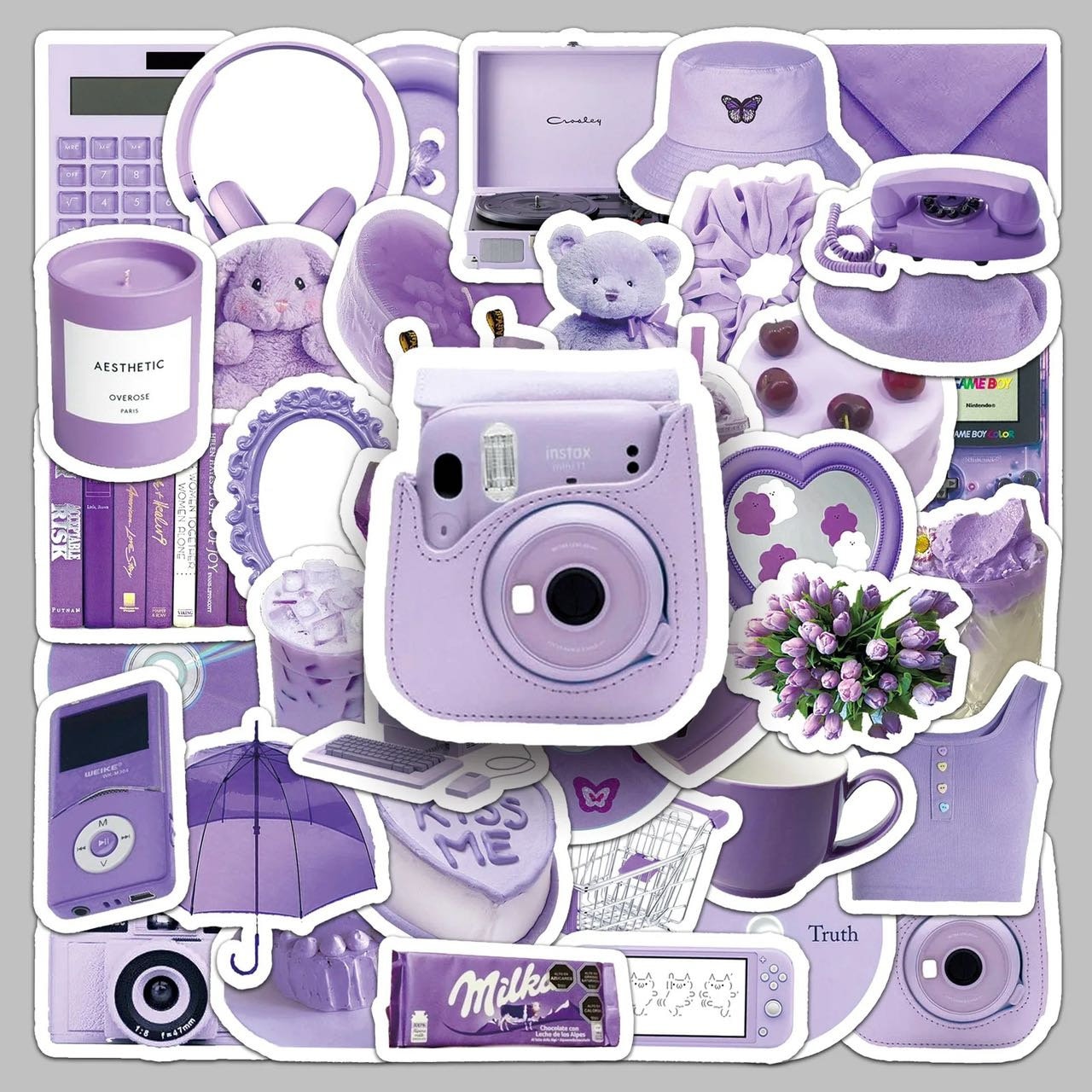 50pcs Lovely Purple Stickers Cute Random Daily Sickers Art Home ...