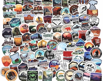 100-300Pcs National Park Hiking Camping Traveling Stickers Pack Decorate Laptop Luggage Notebook Refrigerator Wall Art Home Decals