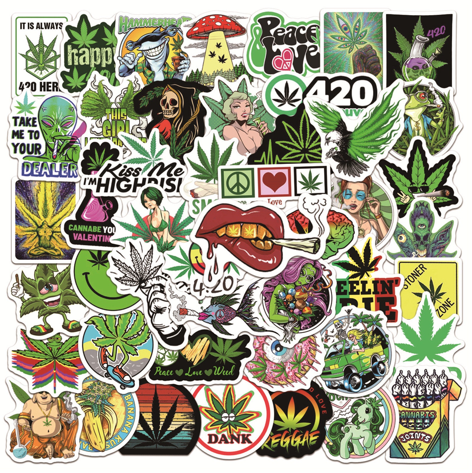 x5 420 Decal Sticker Pack lot wholesale - Weed Marijuana