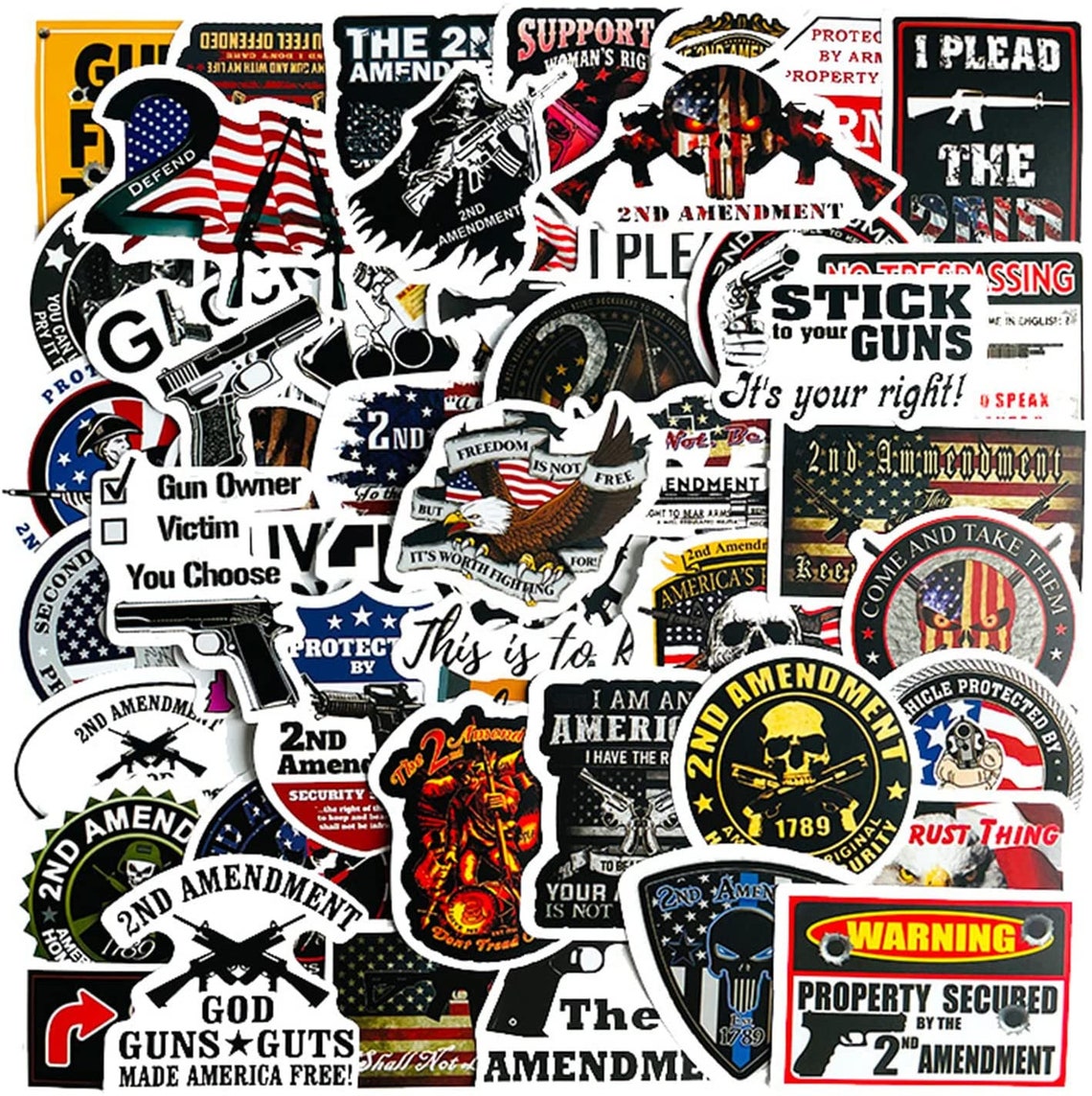 50pcs 2nd Amendment Stickers Laptop Helmet Bike Skateboard Luggage ...