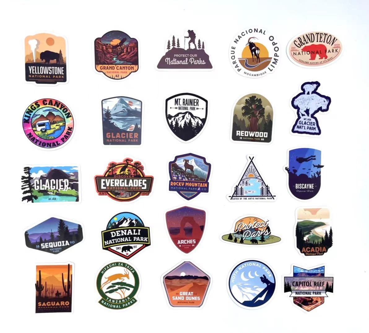 50-100pcs US National Park Decoration Travel Luggage Outdoor Car Bumper ...