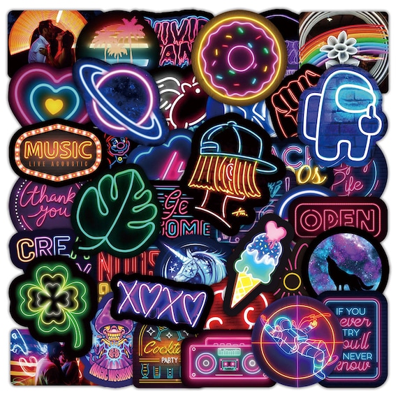 Water Bottle Stickers 200 PCS Cool Neon Graffiti Sticker Pack