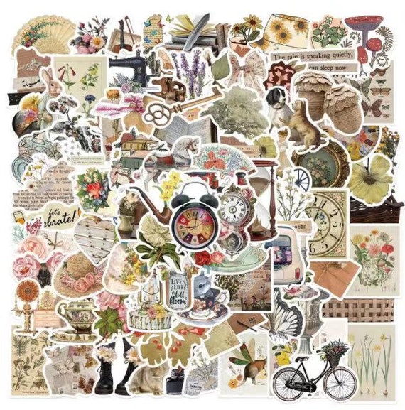 50/100pcs Cottagecore Scrapbooking Stickers Aesthetic Journaling  Vintage-retro Art Stickers Pack Decoration Wall Home Laptop Diary Book -   New Zealand