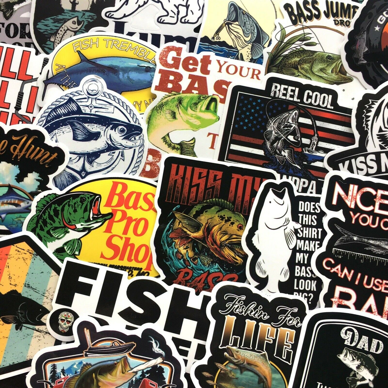 50pcs Fishing Stickers Decorate for Boat Cooler Car Bumper Room Art Laptop  Desk Table Decorate Decal Stickers Themed Pack Vinyl Waterproof