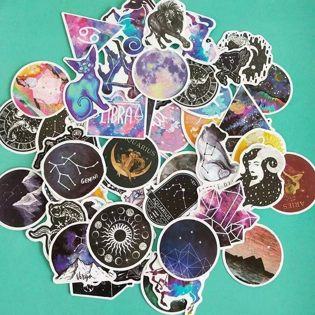 50pcs Constellations Zodiac Stickers Decals for Scrapbook Notebook ...