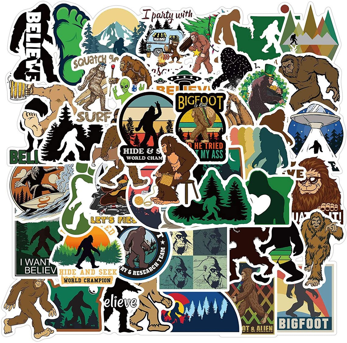 50pcs Bigfoot Stickers Outdoor Nature Camping Stickers Decorative for ...