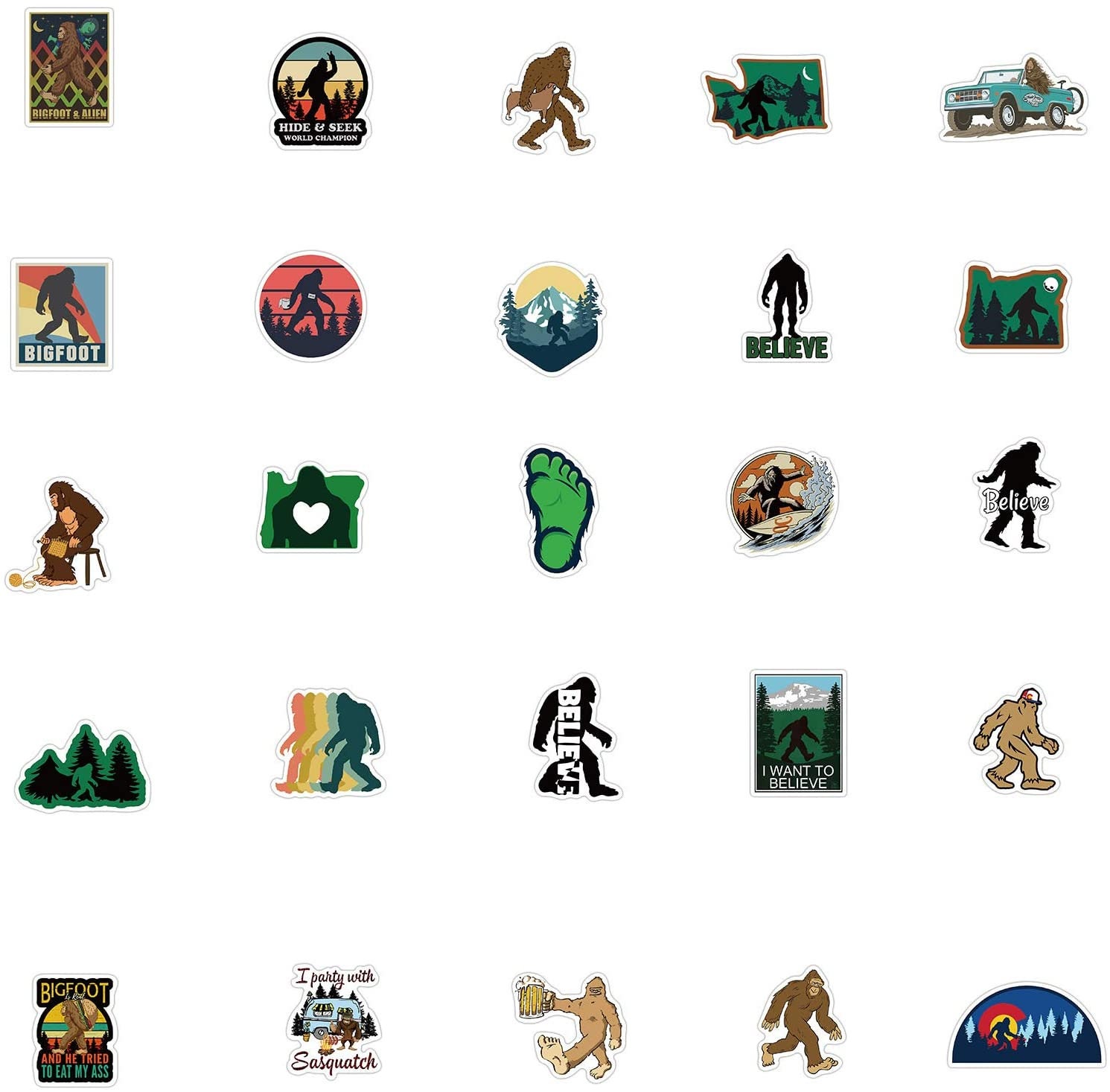 50pcs Bigfoot Stickers Outdoor Nature Camping Stickers Decorative for ...