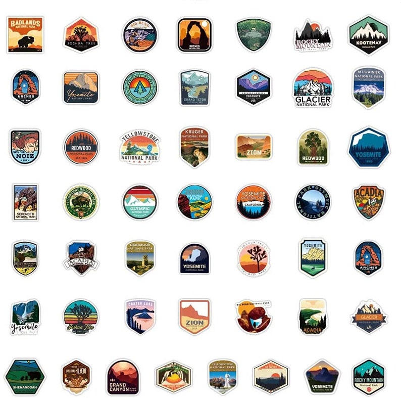 100-300pcs National Park Hiking Camping Traveling Stickers Pack ...