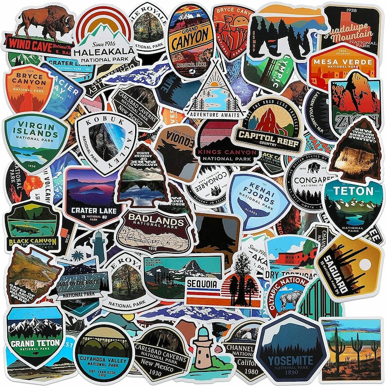 100-300pcs National Park Hiking Camping Traveling Stickers Pack ...