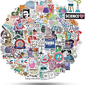 50/100pcs Laboratory Science Chemistry Stickers Physics Biology Decorative Stationery Diary Book Laptop Decals Stationery Computer Room Art