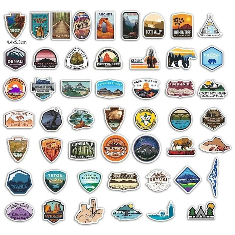100-300pcs National Park Hiking Camping Traveling Stickers Pack ...