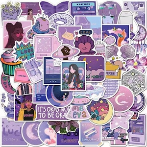 50 Stück Niedliche Aufkleber Pack Lila Aufkleber Für Kind Teen Dekoration Laptop Abziehbilder Scrapbooking Tagebuch Buch Schreibwaren Wohnkultur