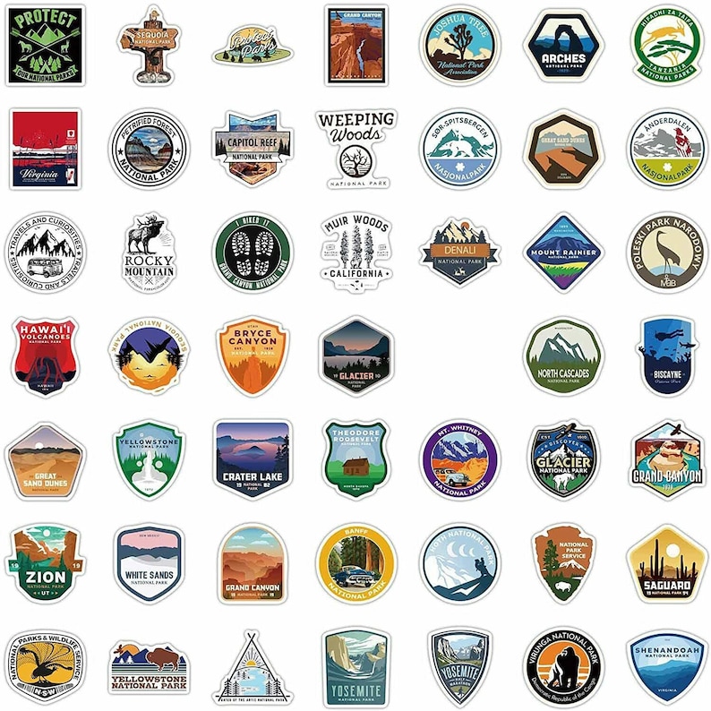 100-300pcs National Park Hiking Camping Traveling Stickers Pack ...