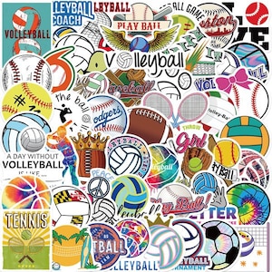50 stuks Volleybal Stickers Decoratie Laptop Decals Sport Stickers Home Room Decor Notebook Scrapbooking