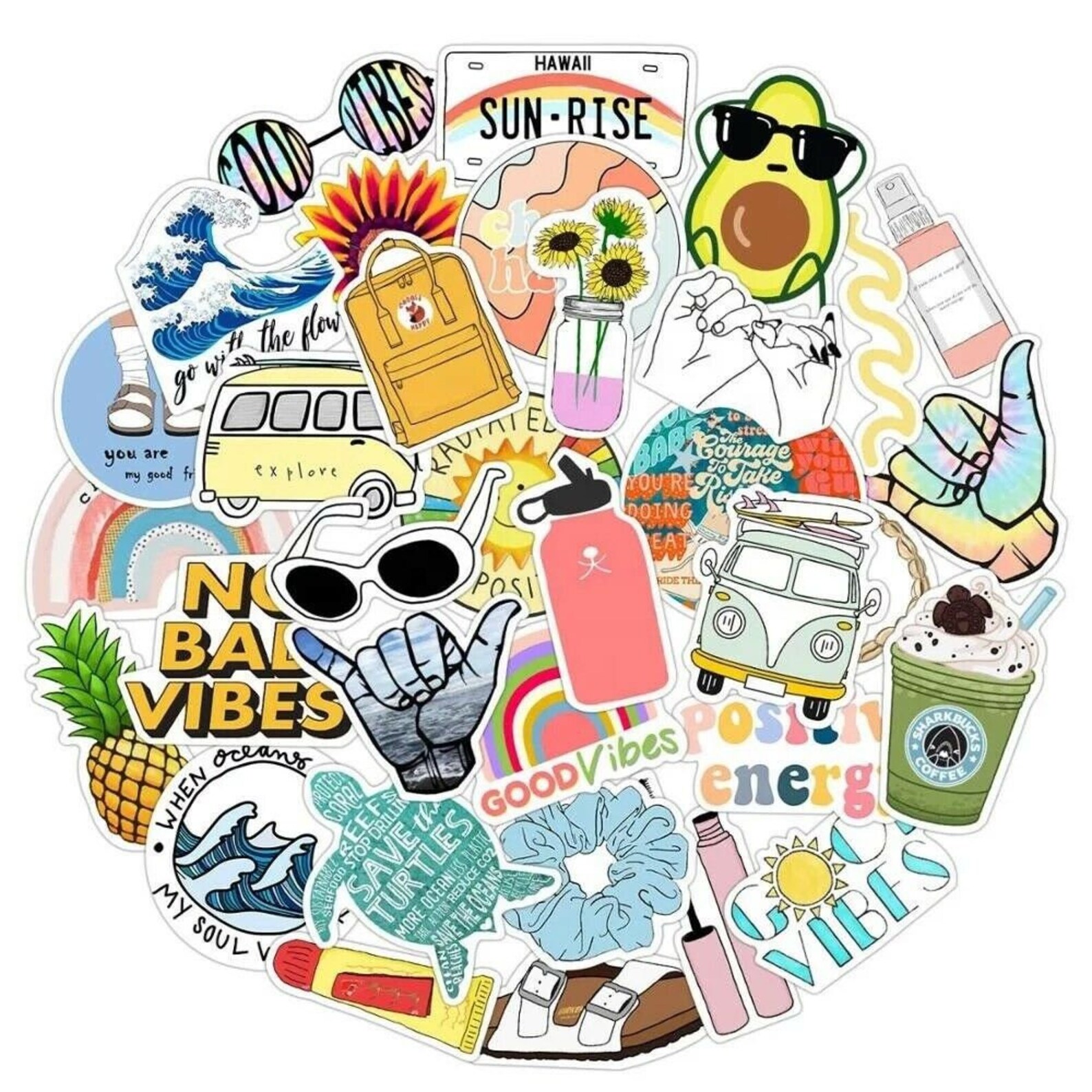 50pcs Stickers VSCO Multi-color Goodvibes Decorate for Kid - Etsy