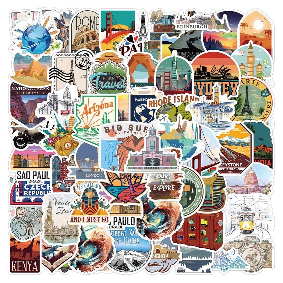 50pcs Travel Decoration Stickers Decals for Laptop Skateboard Notebook ...