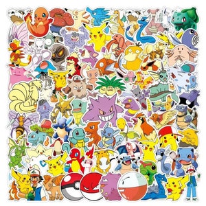 200 stücke Anime Cartoon Pokemon Pikachu Aufkleber Bunte Digitaldruck Dekorative Kunst Laptop Abziehbilder Zuhause Bücherregal Schreibwaren Schreibtisch Tisch