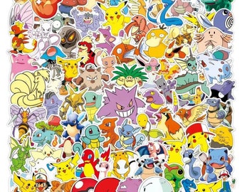 200pcs Anime Cartoon PKM Stickers Colorful Digital Printing Decorative Art Laptop Decals Home Bookshelf Stationery Desk Table