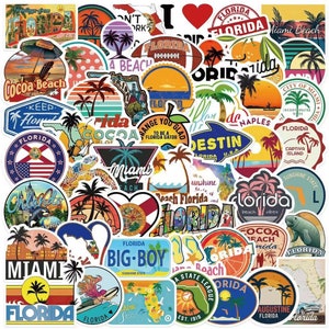 50pcs/100pcs Us State View Florida Sticker packs Themed Decorative Stationery Home Art Laptop Decals Travel Luggage Hard Hat Motocycle